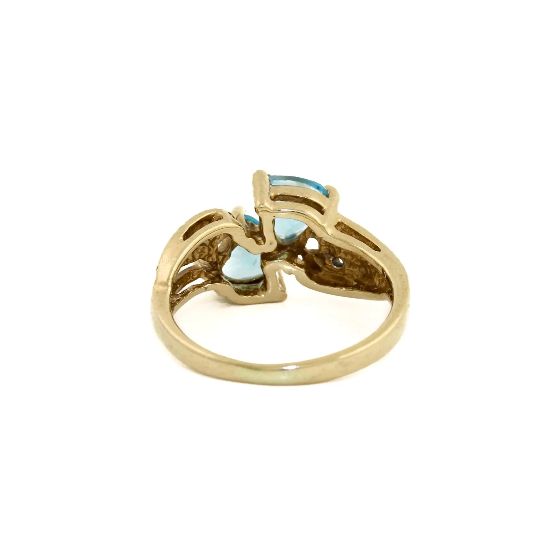 10k Gold x Twin Heart Topaz & Diamond Cocktail Ring