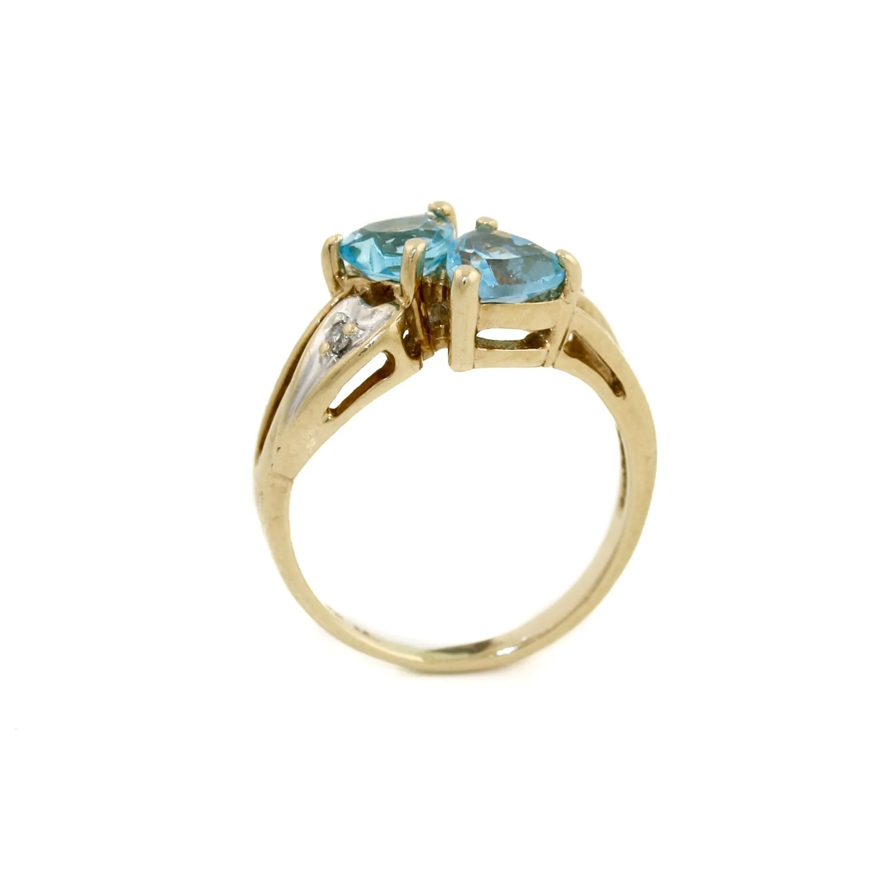 10k Gold x Twin Heart Topaz & Diamond Cocktail Ring