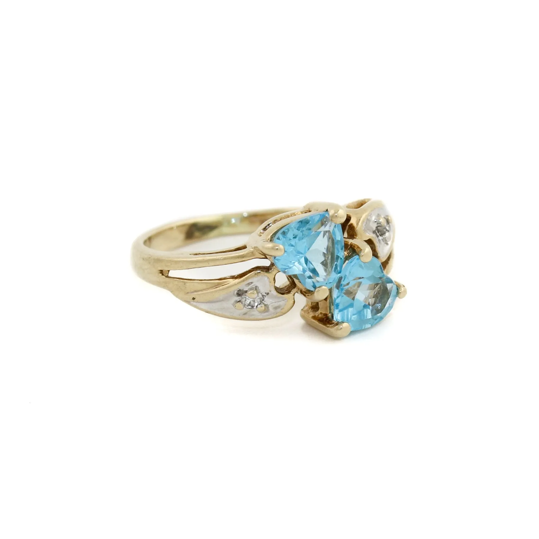 10k Gold x Twin Heart Topaz & Diamond Cocktail Ring