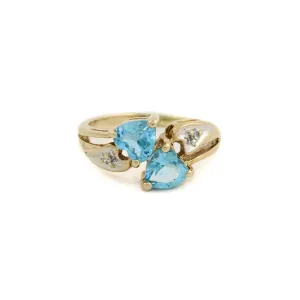 10k Gold x Twin Heart Topaz & Diamond Cocktail Ring