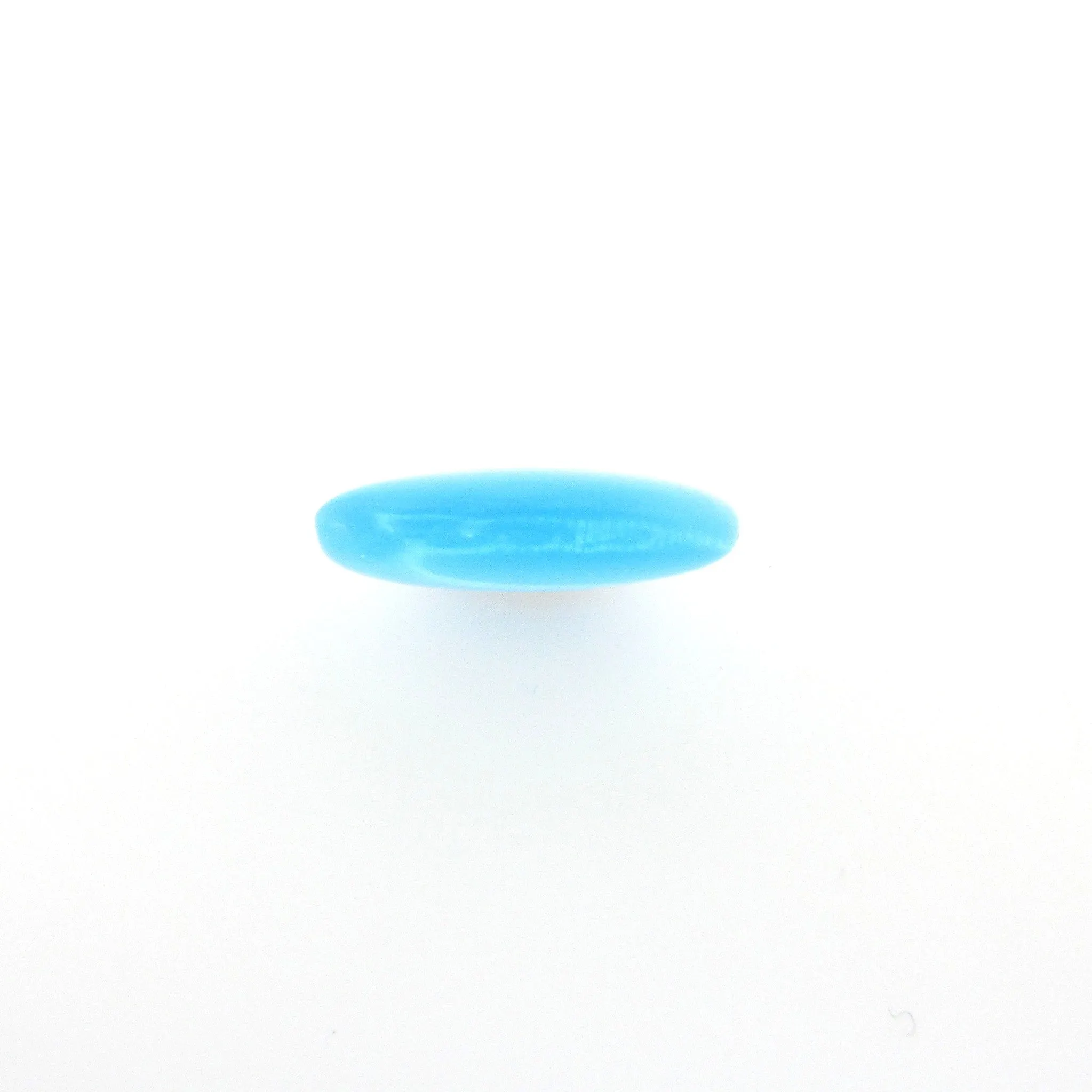 10MM Aqua Opal Glass Flat Round Bead. (36 pieces)