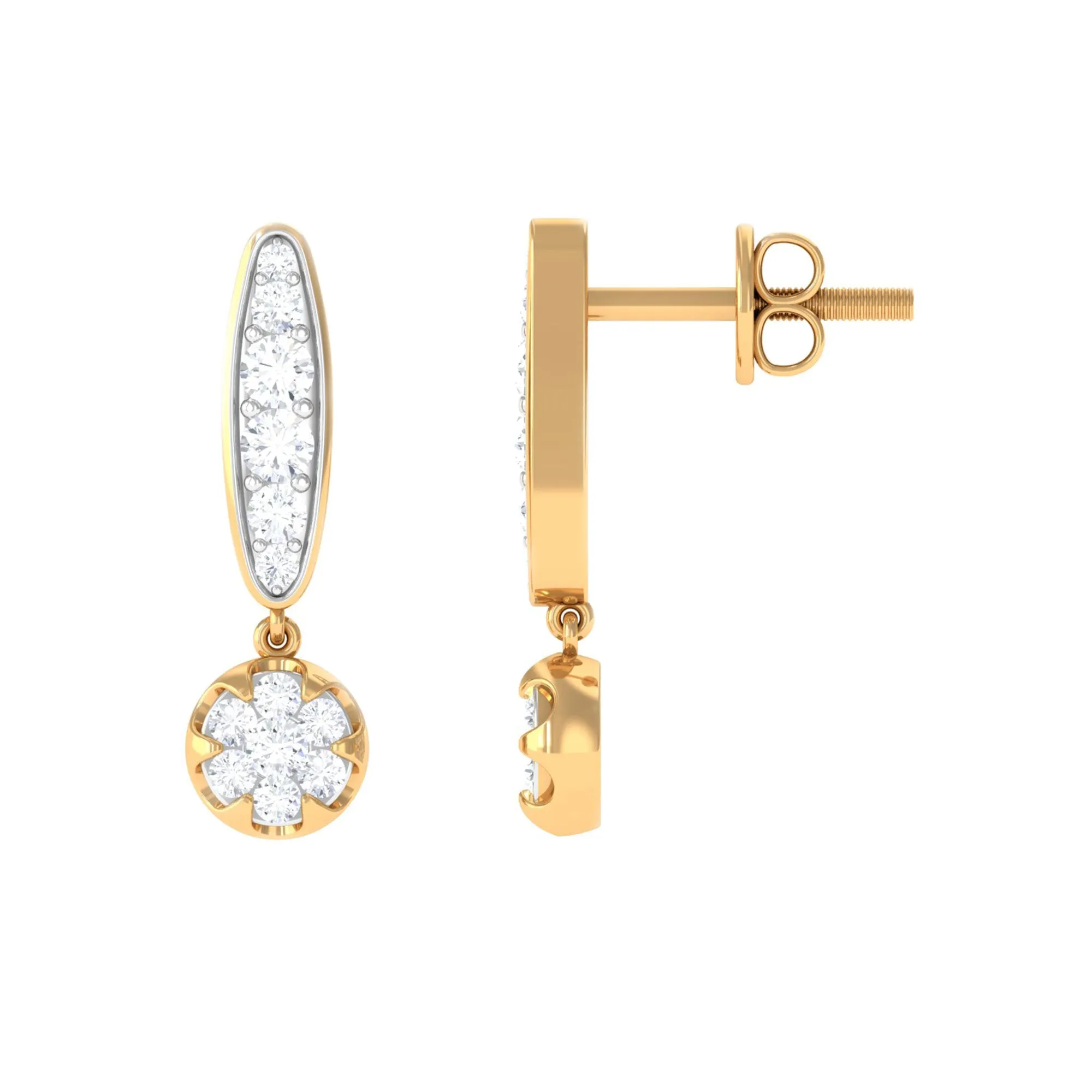 1/2 CT Classic Moissanite Bar Drop Earrings