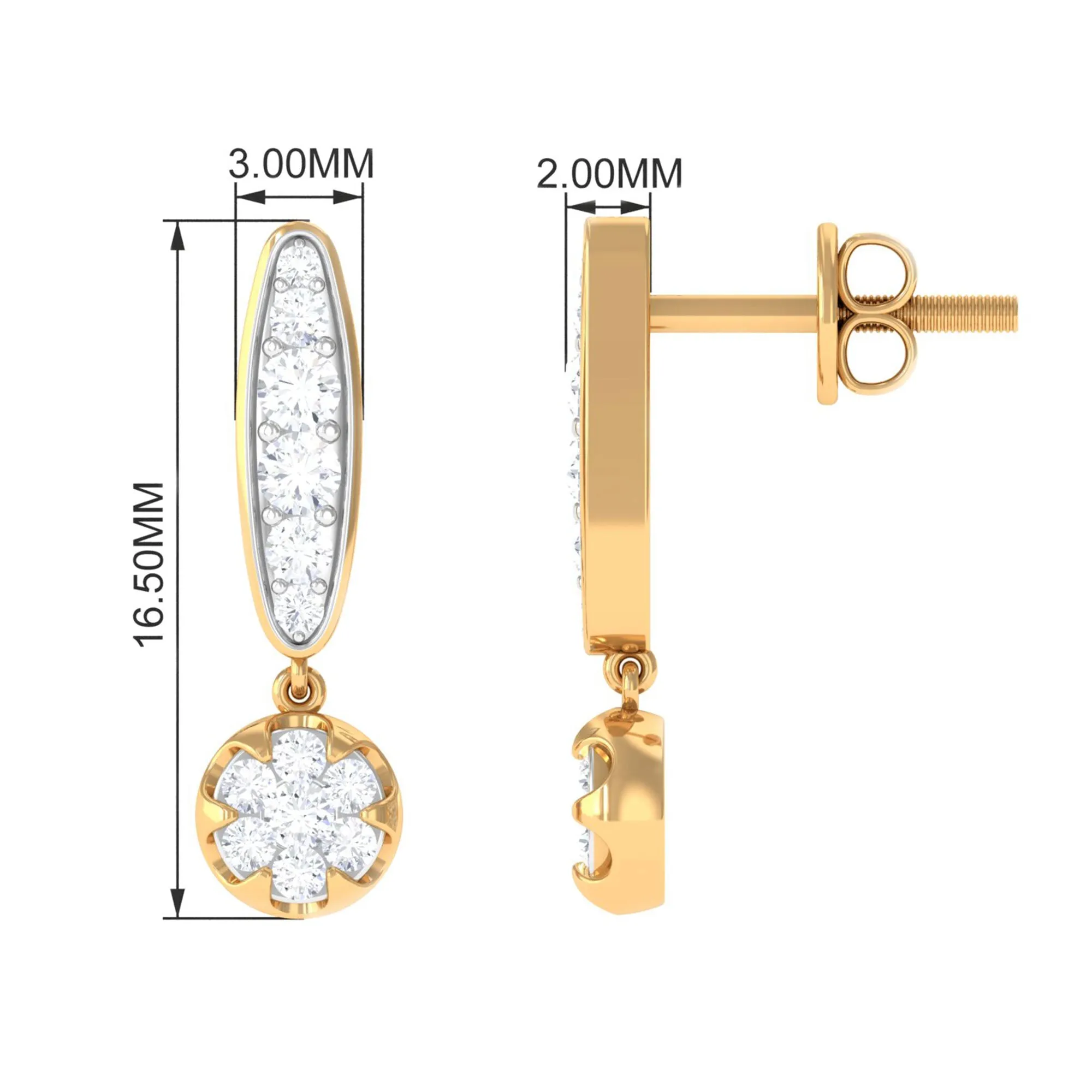 1/2 CT Classic Moissanite Bar Drop Earrings