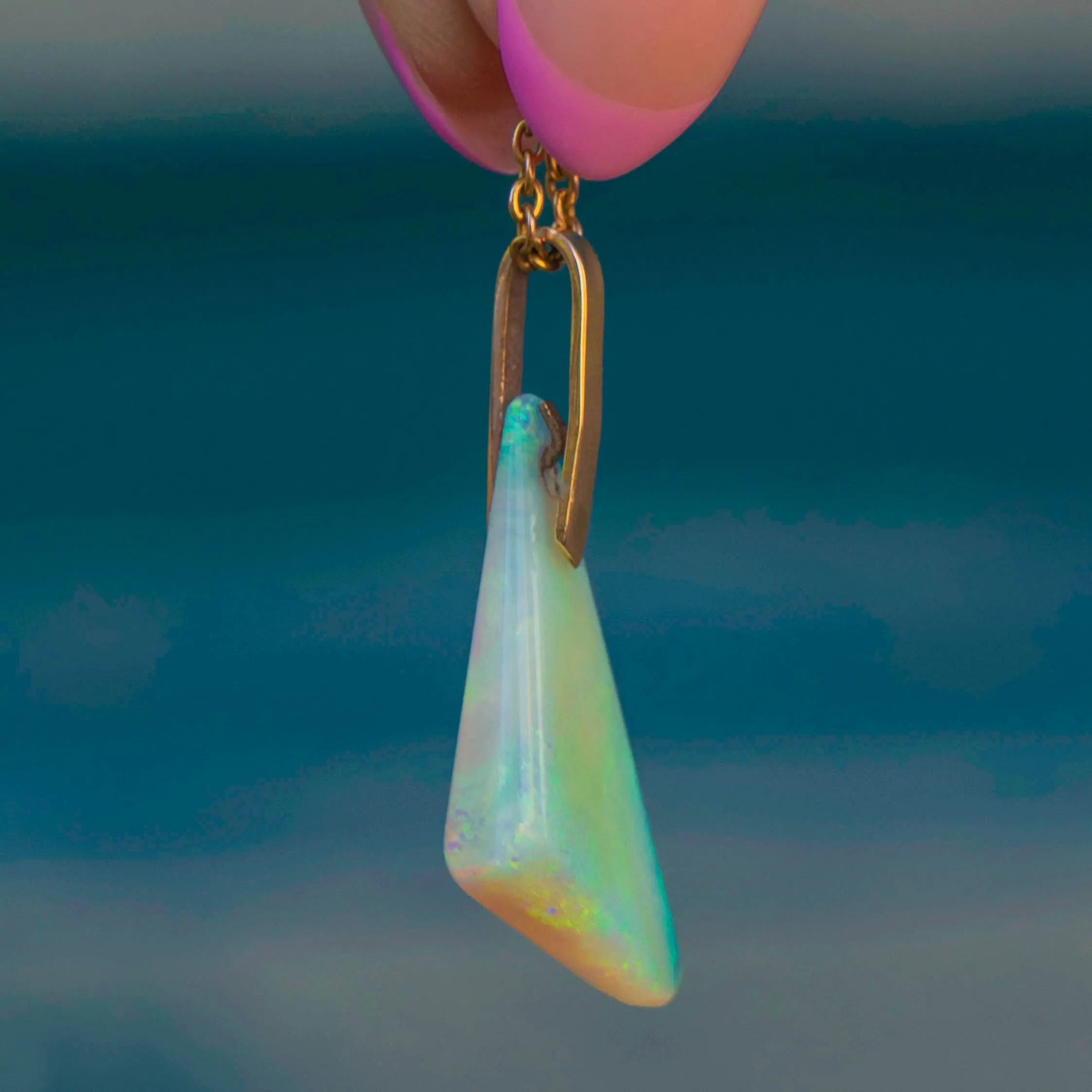 14ct Gold Solid Opal Pendant