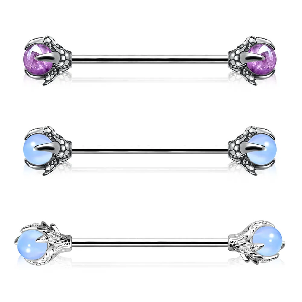 14G Dragon Claw Industrial Barbell Opal Ball Industrial Piercing