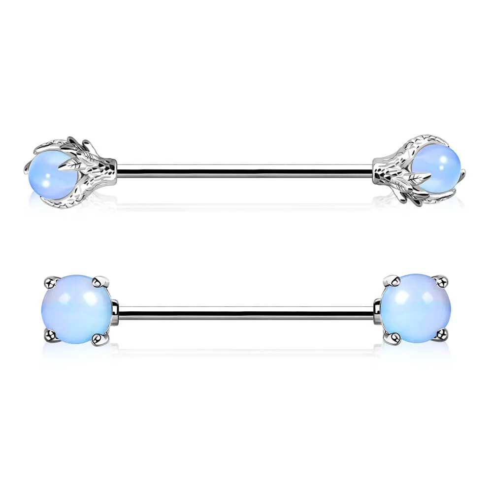 14G Dragon Claw Industrial Barbell Opal Ball Industrial Piercing