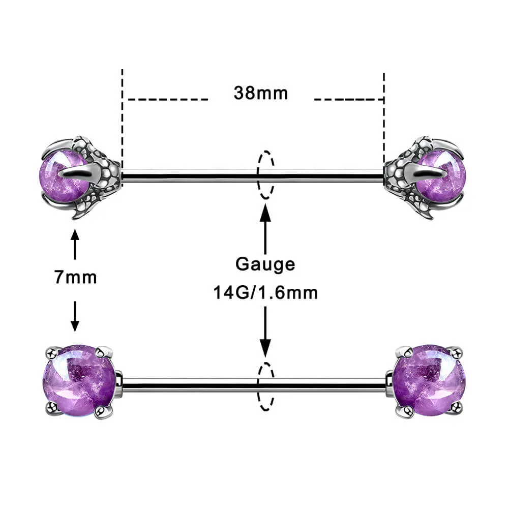 14G Dragon Claw Industrial Barbell Opal Ball Industrial Piercing