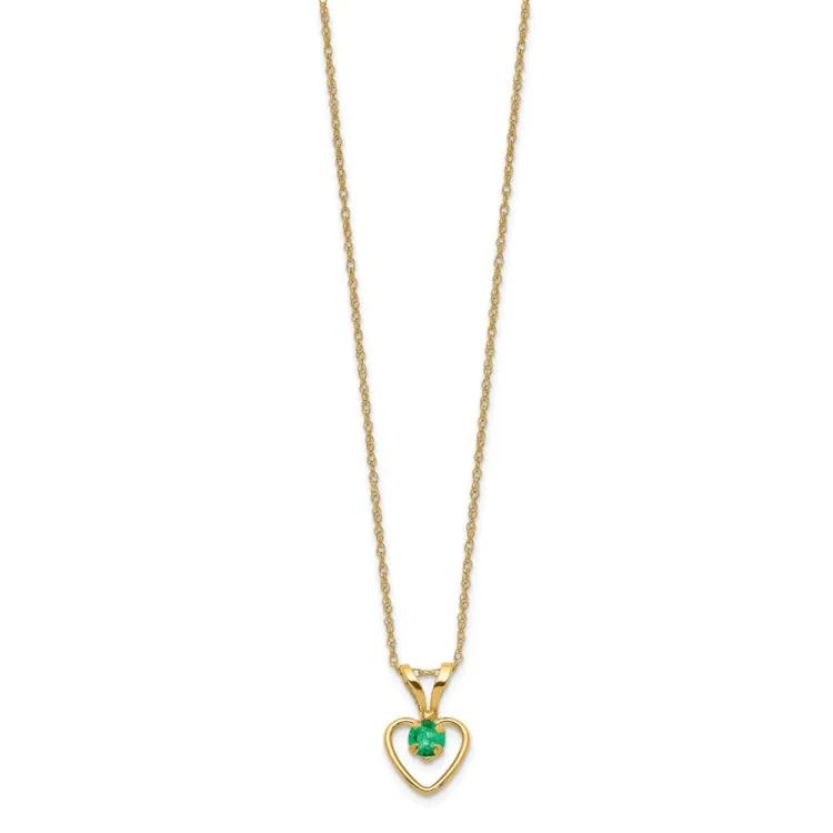 14k Madi K 3mm Emerald Heart Birthstone Necklace