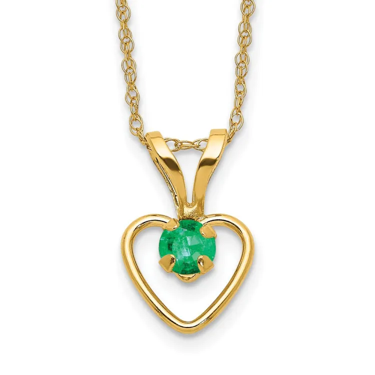 14k Madi K 3mm Emerald Heart Birthstone Necklace