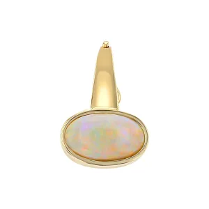 14K Yellow Gold Cabochon White Opal Pendant