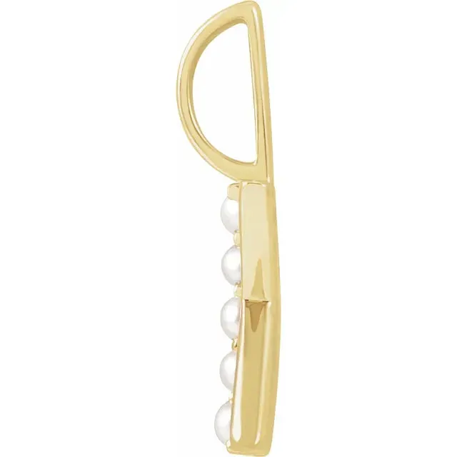 14K Yellow Gold Cultured White Pearl Initial K Charm/Pendant