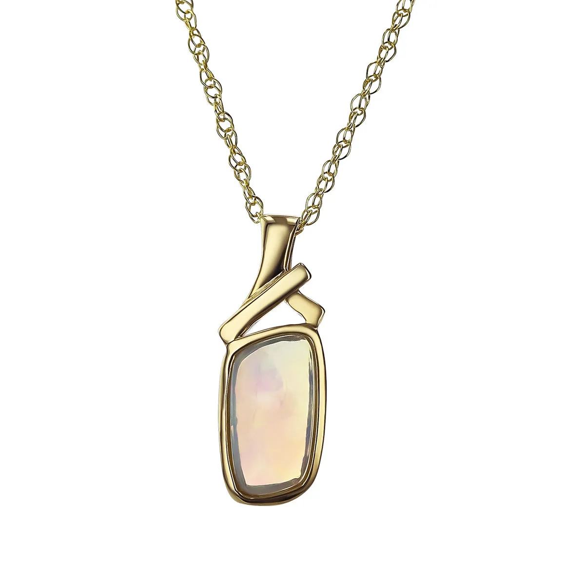 14K Yellow Gold Rhomboid Opal Pendant