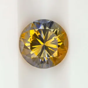 1.53ct BI COLOR SAPPHIRE ORANGE BLUE PARTI ROUND DIAMOND CUT NATURAL LOOSE 1.5ct