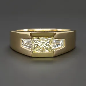 1.66ct DIAMOND COCKTAIL RING FANCY LIGHT YELLOW PRINCESS CUT 18k YELLOW GOLD