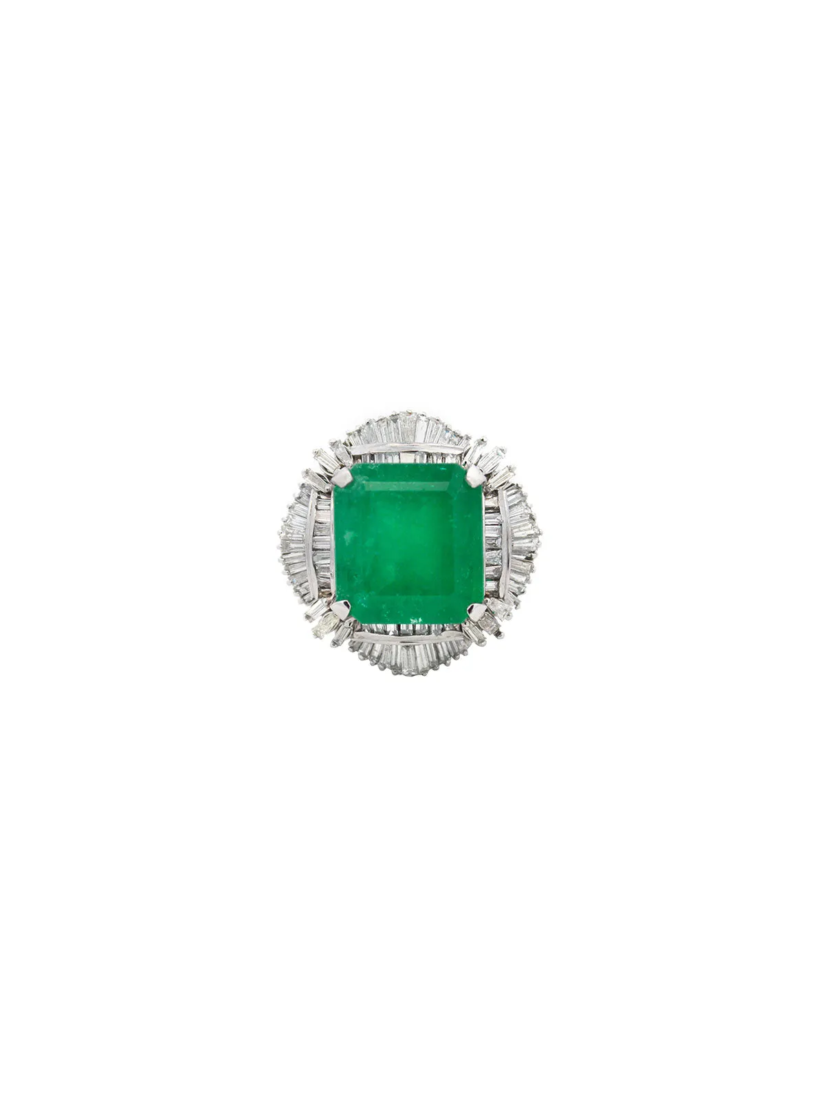 17.23ct Diamond Emerald Platinum Statement Cocktail Ring