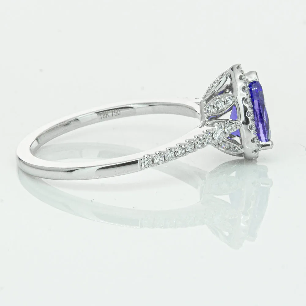 18ct White Gold .93ct Tanzanite & Diamond Mini Sierra Ring