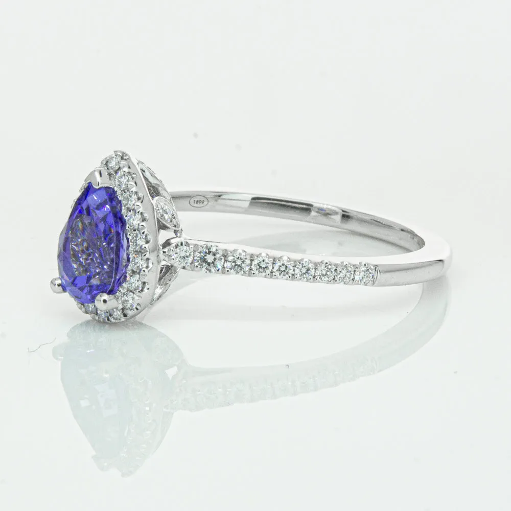 18ct White Gold .93ct Tanzanite & Diamond Mini Sierra Ring