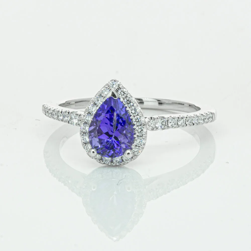 18ct White Gold .93ct Tanzanite & Diamond Mini Sierra Ring