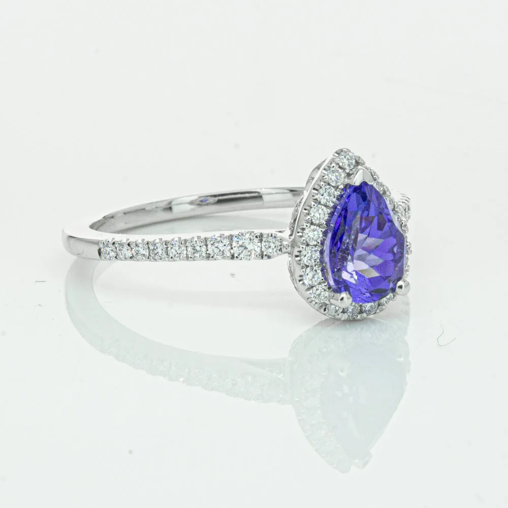 18ct White Gold .93ct Tanzanite & Diamond Mini Sierra Ring