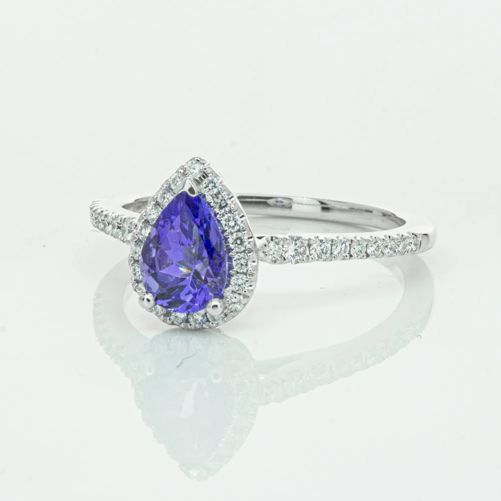 18ct White Gold .93ct Tanzanite & Diamond Mini Sierra Ring