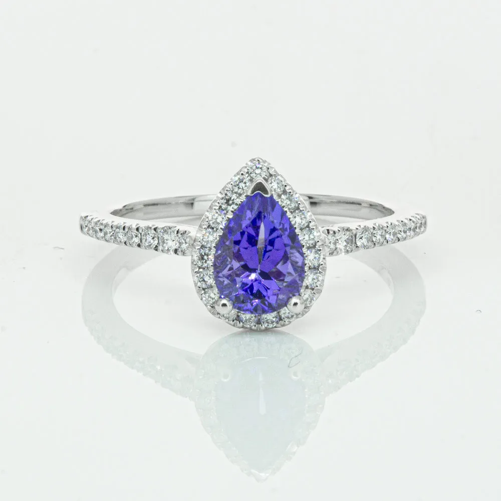 18ct White Gold .93ct Tanzanite & Diamond Mini Sierra Ring