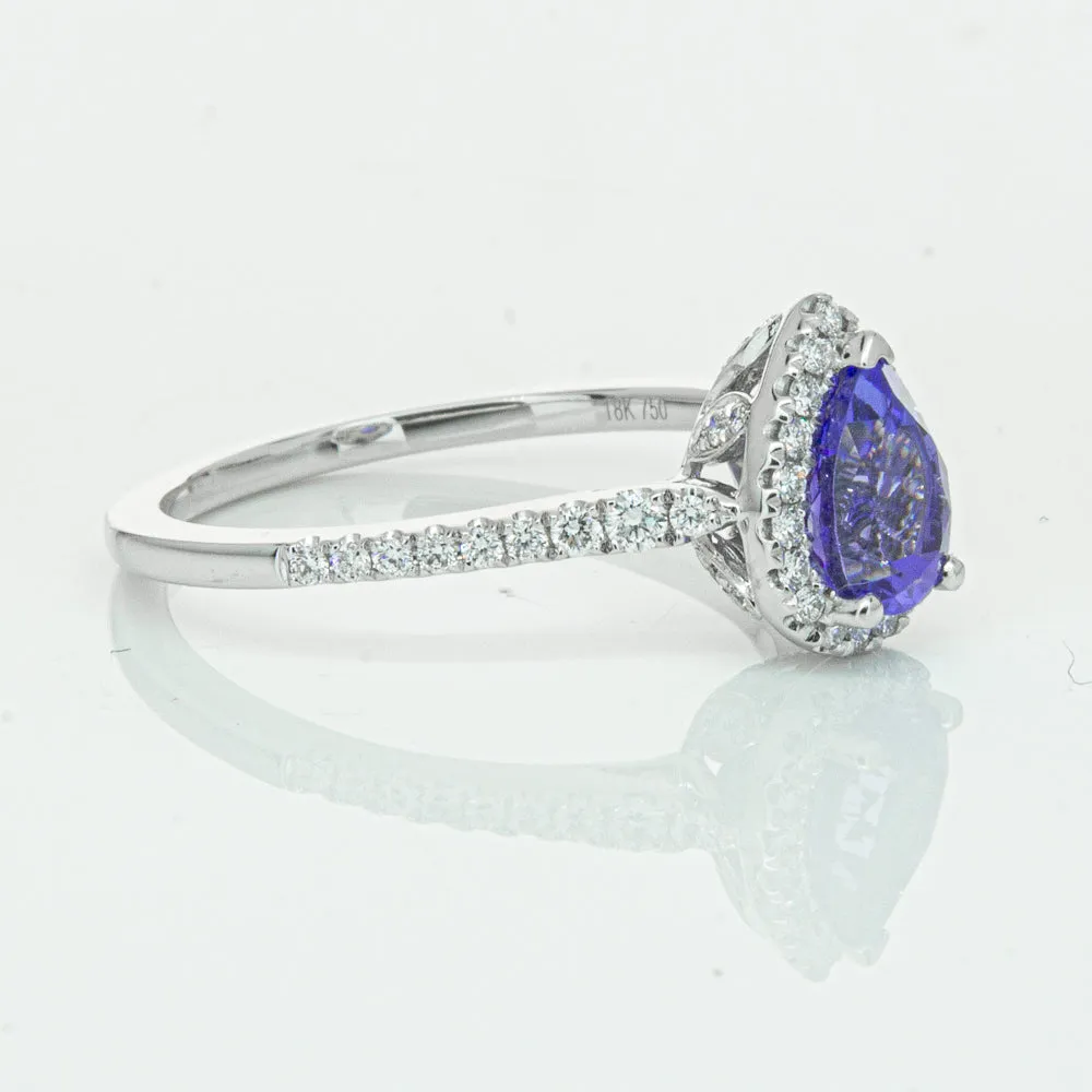 18ct White Gold .93ct Tanzanite & Diamond Mini Sierra Ring