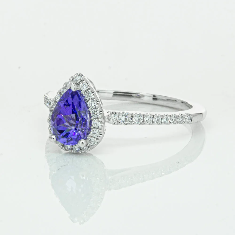 18ct White Gold .93ct Tanzanite & Diamond Mini Sierra Ring