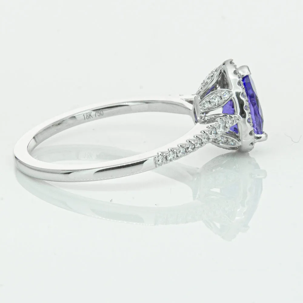 18ct White Gold .93ct Tanzanite & Diamond Mini Sierra Ring