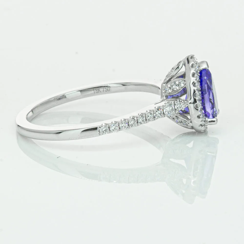 18ct White Gold .93ct Tanzanite & Diamond Mini Sierra Ring