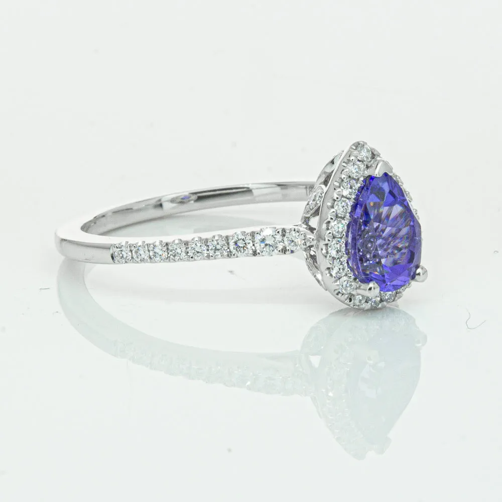 18ct White Gold .93ct Tanzanite & Diamond Mini Sierra Ring