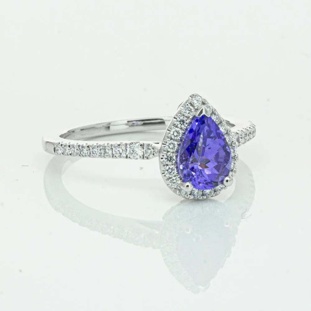 18ct White Gold .93ct Tanzanite & Diamond Mini Sierra Ring