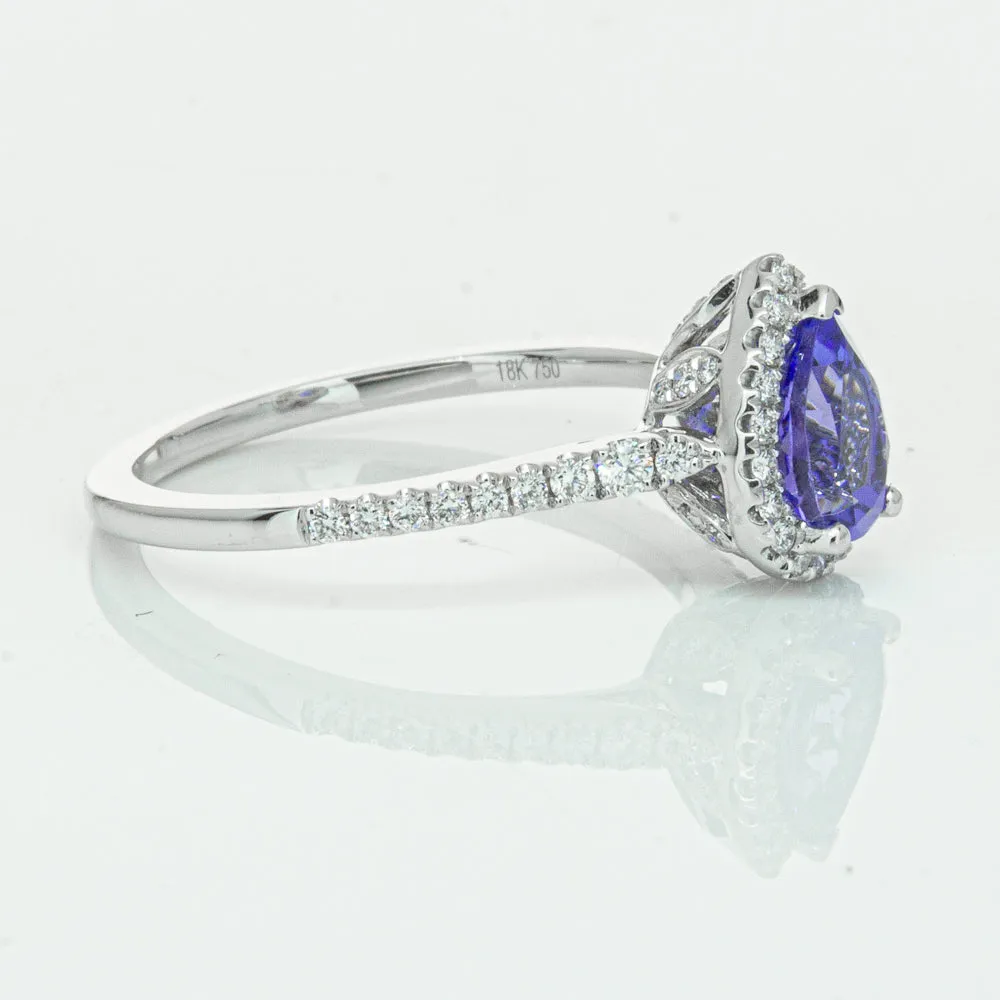 18ct White Gold .93ct Tanzanite & Diamond Mini Sierra Ring