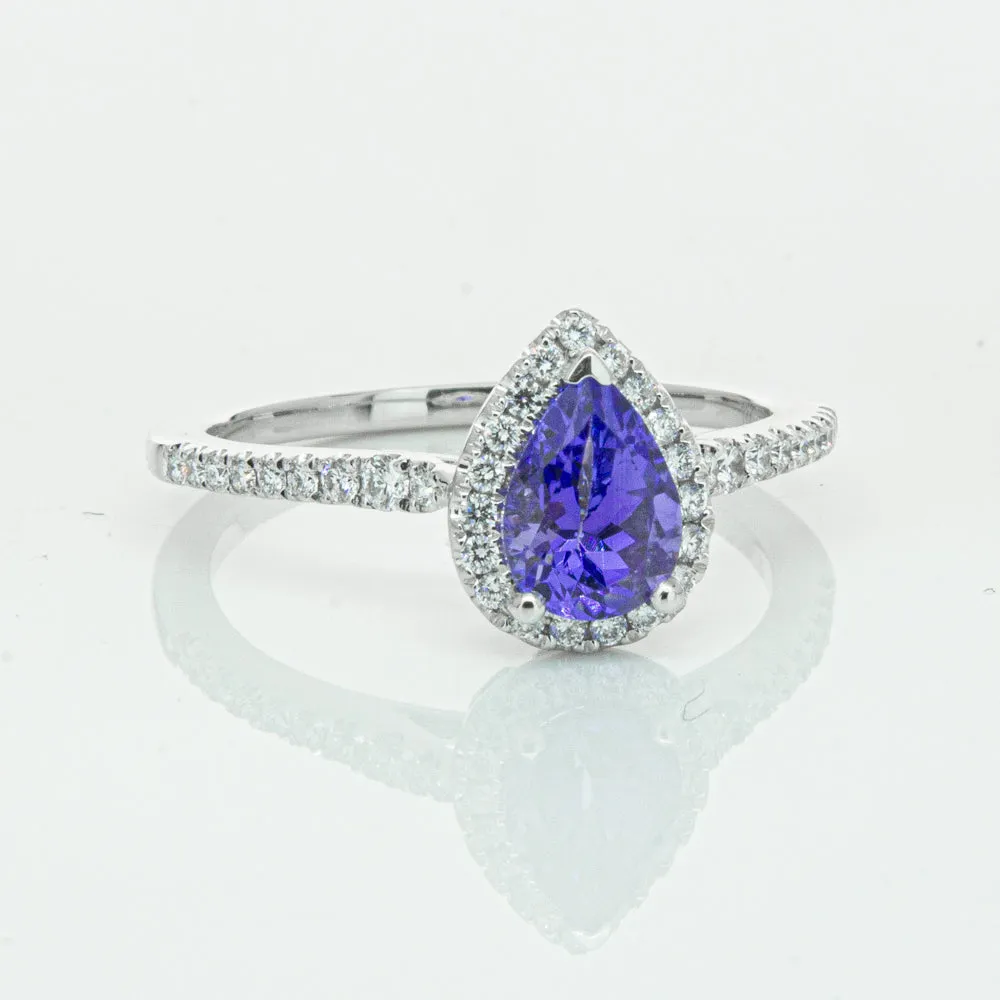 18ct White Gold .93ct Tanzanite & Diamond Mini Sierra Ring