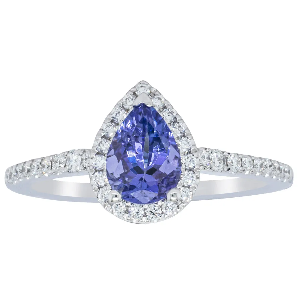 18ct White Gold .93ct Tanzanite & Diamond Mini Sierra Ring