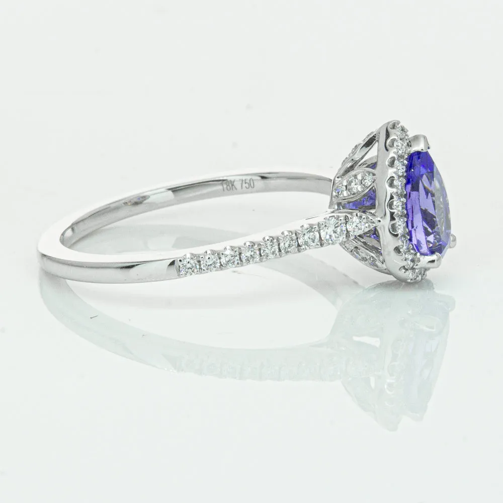 18ct White Gold .93ct Tanzanite & Diamond Mini Sierra Ring