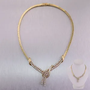 18k Yellow Gold 6ctw Diamond 16" Collar Necklace