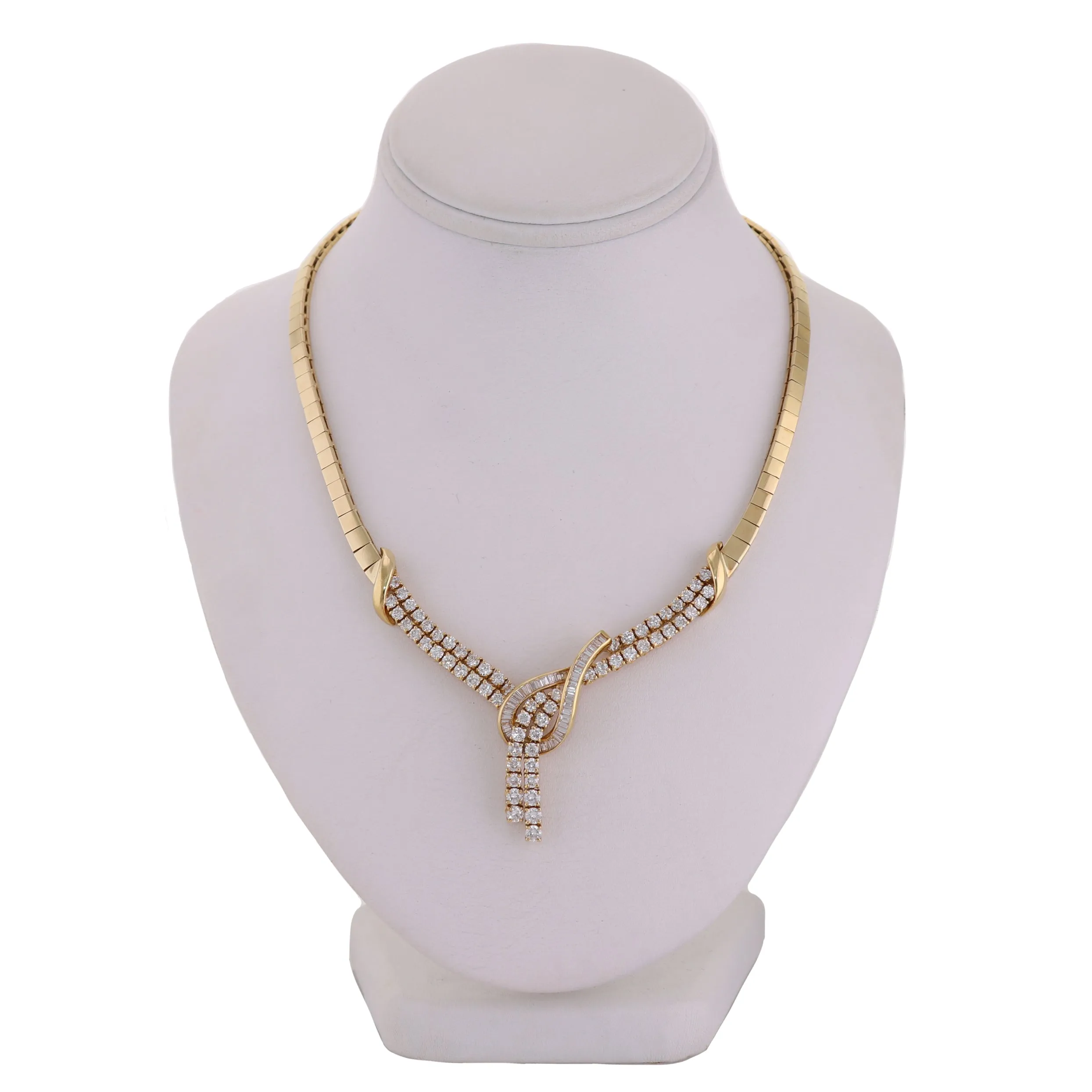 18k Yellow Gold 6ctw Diamond 16" Collar Necklace