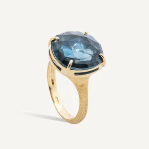 18K Yellow Gold and London Blue Topaz Cocktail Ring