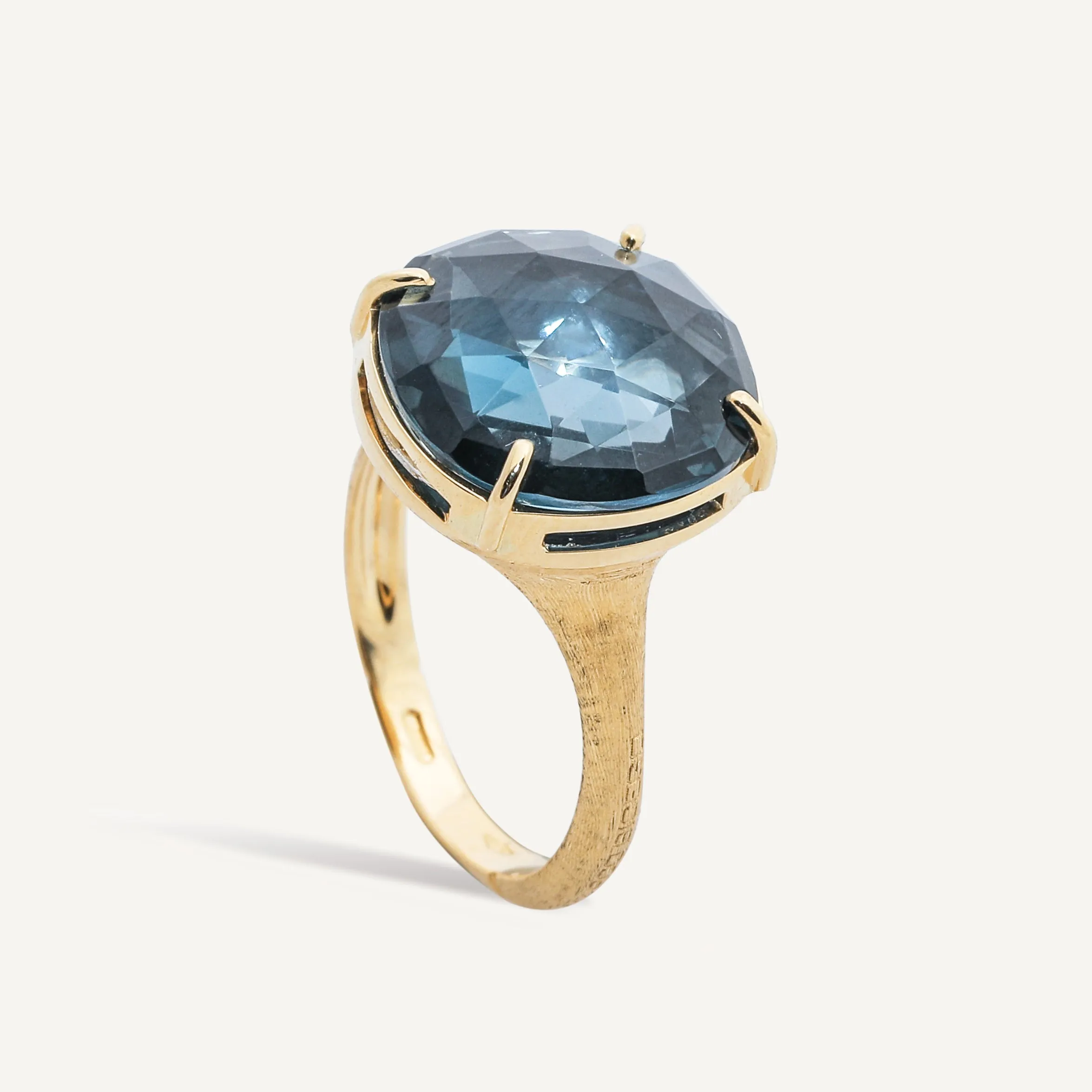 18K Yellow Gold and London Blue Topaz Cocktail Ring