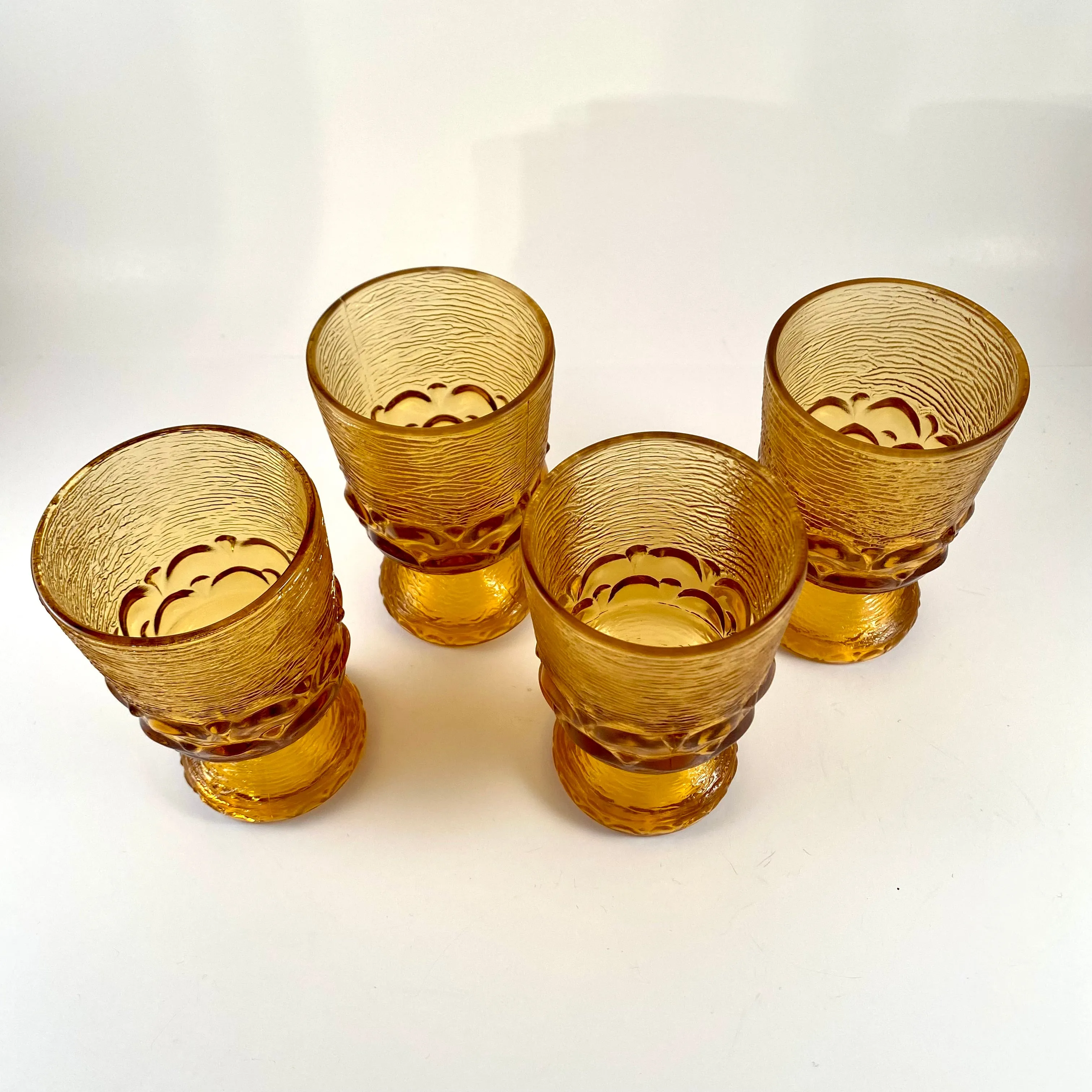 1970s Honey Amber Wine/Water Glass Set (4 Pieces)