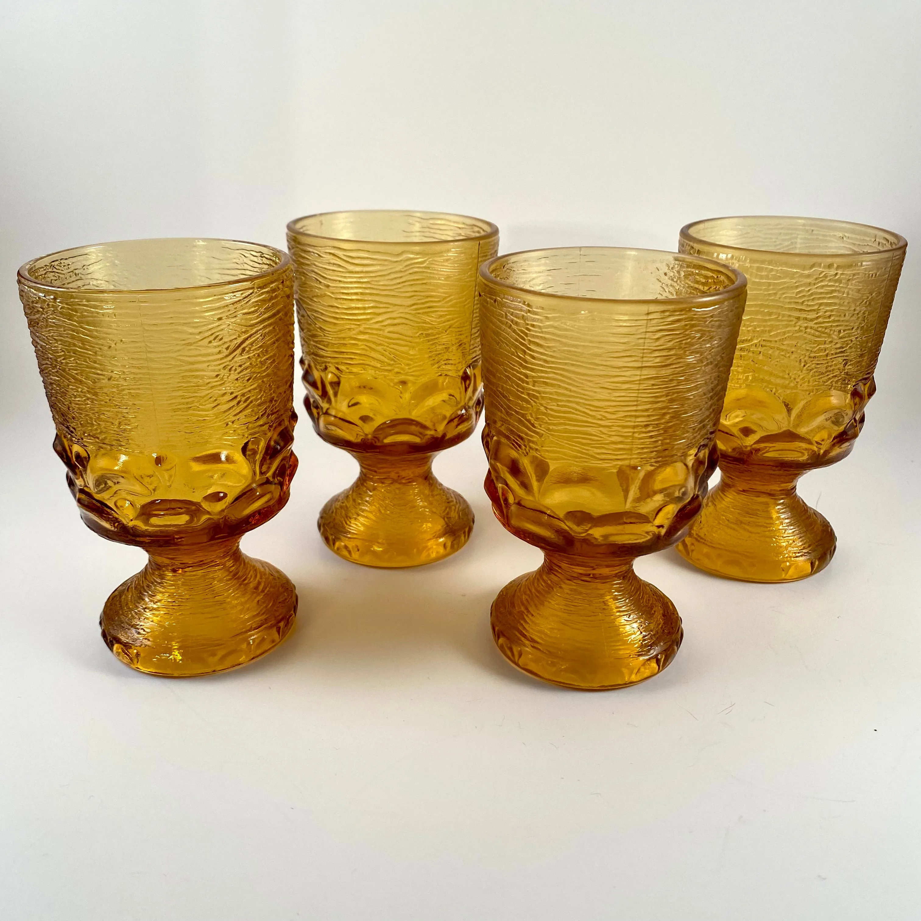 1970s Honey Amber Wine/Water Glass Set (4 Pieces)