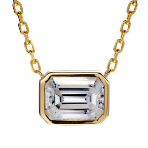 1ct Emerald Cut Necklace - 18ct Gold