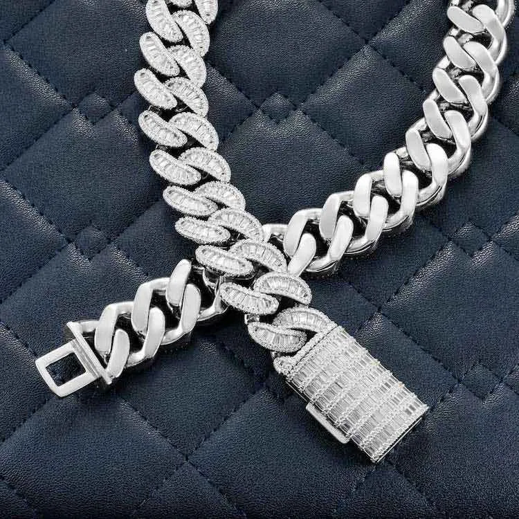 20MM Moissanite Baguette Miami Cuban Link Chain 14K Gold