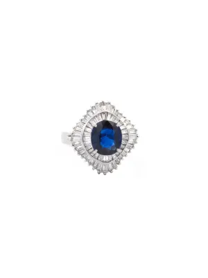 3.01ct Diamond Thailand Sapphire Platinum Ballerina Cocktail Ring