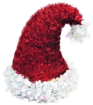 3D Tinsel Santa Hat Tabletop Decoration