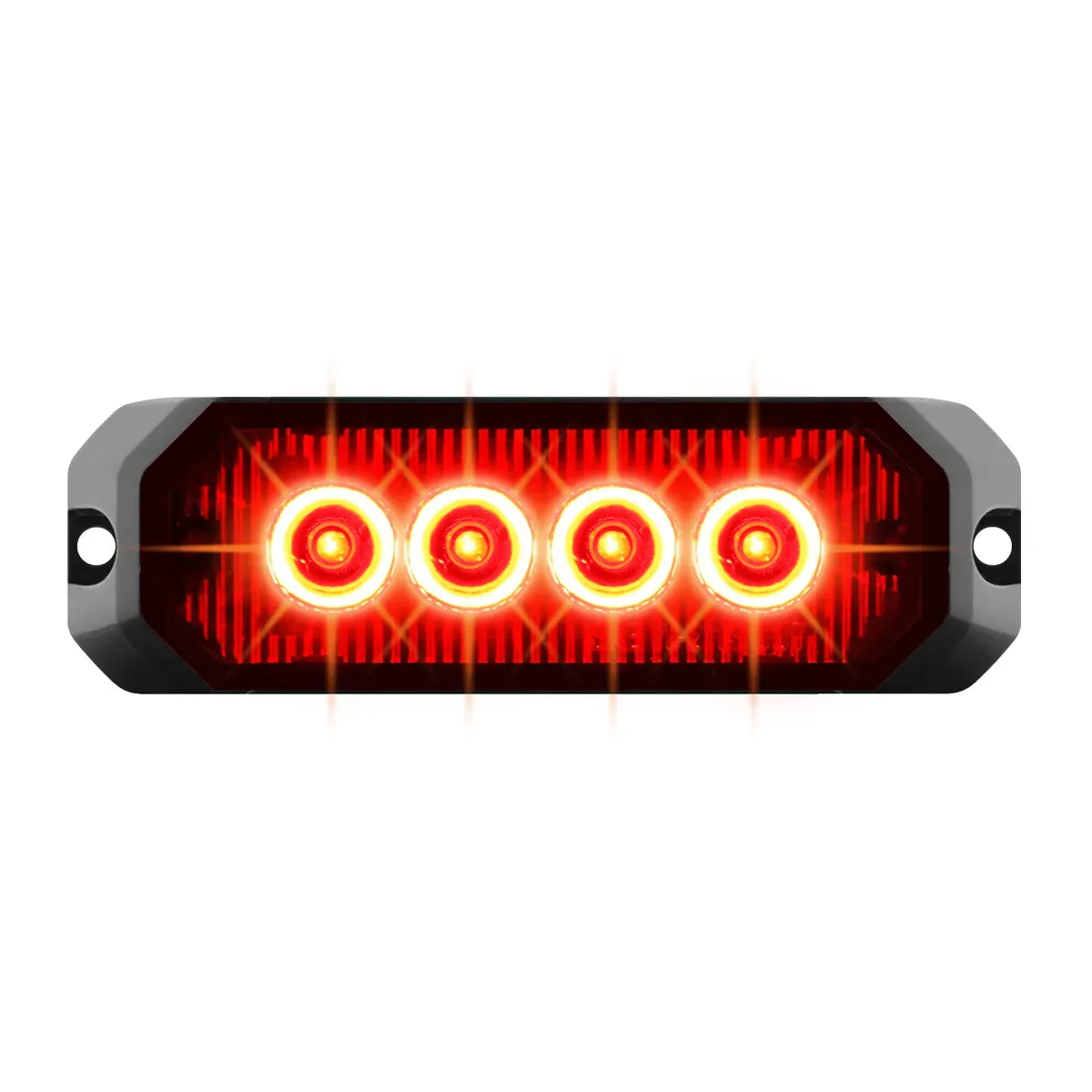 4″ MEDIUM RECTANGULAR HIGH POWER LED STROBE LIGHT, RED/RED