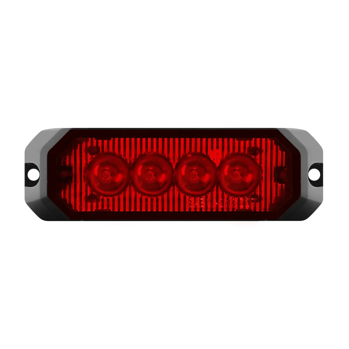 4″ MEDIUM RECTANGULAR HIGH POWER LED STROBE LIGHT, RED/RED