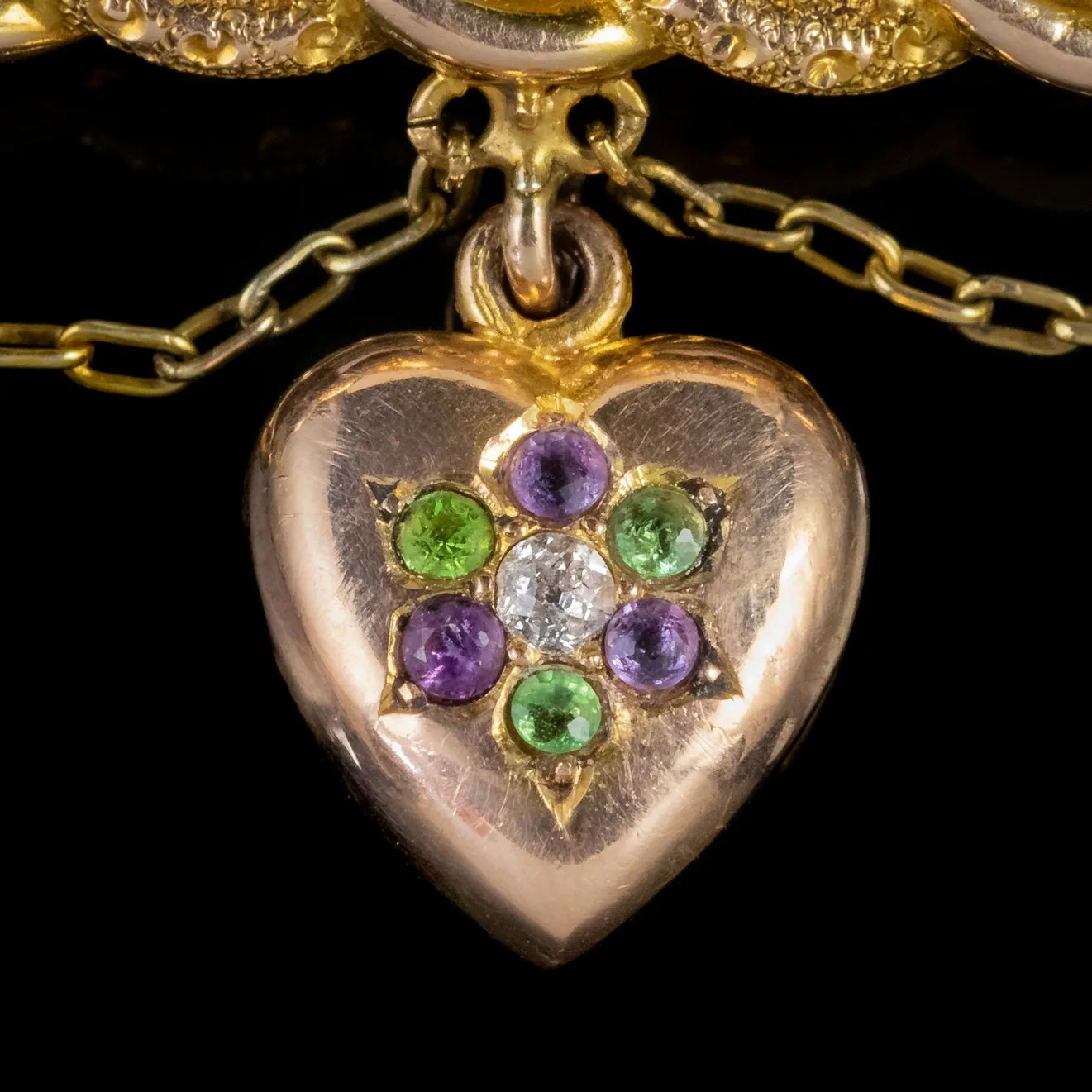 Antique Edwardian Suffragette Heart Brooch 15Ct Gold Circa 1910