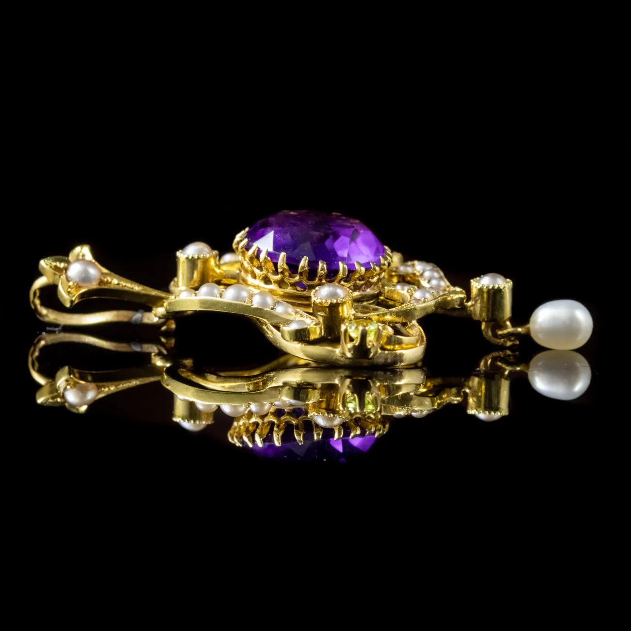 Antique Edwardian Suffragette Pendant 4Ct Amethyst 18Ct Gold Circa 1910