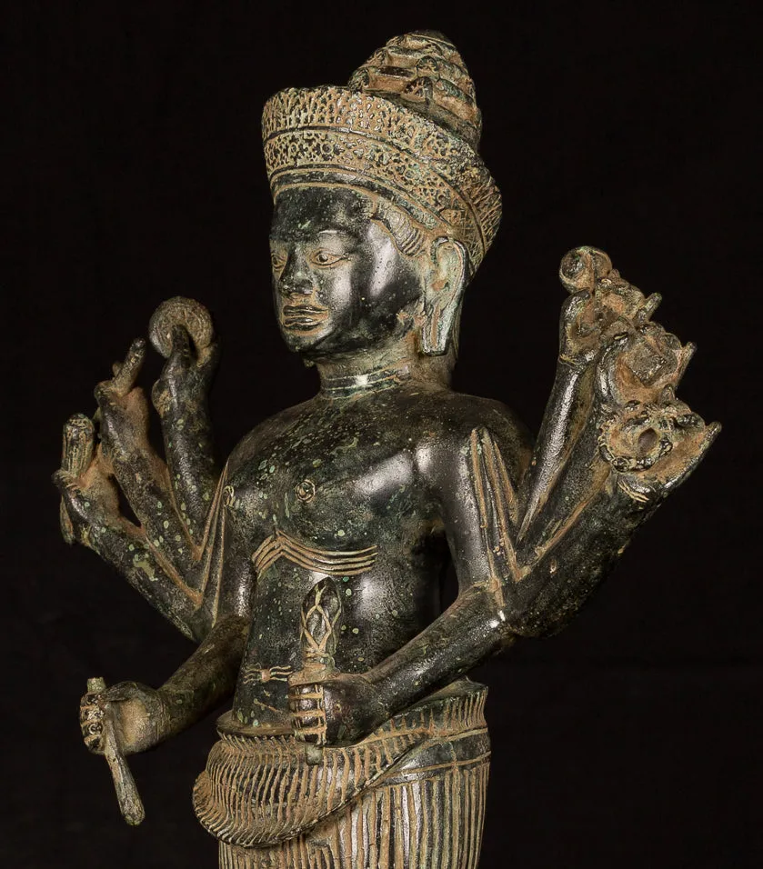 Antique Khmer Style Koh Ker Durga Mahishasuramardini Statue- 54cm/22"